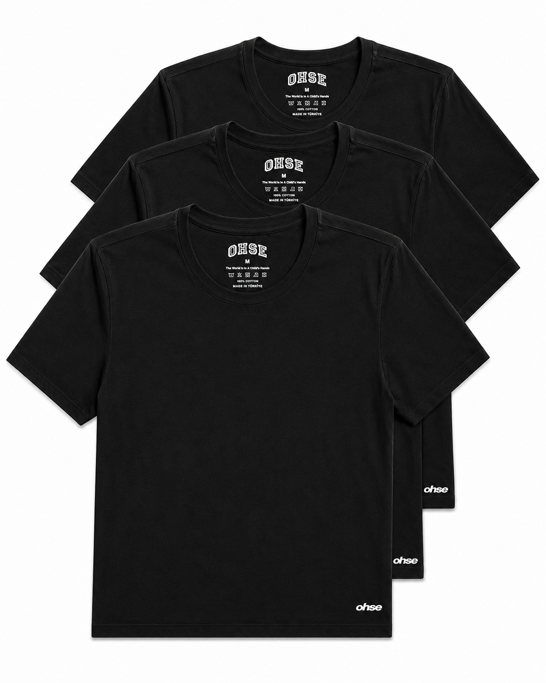 OHSE SLIM-FIT T-SHIRT 3-PACK BLACK